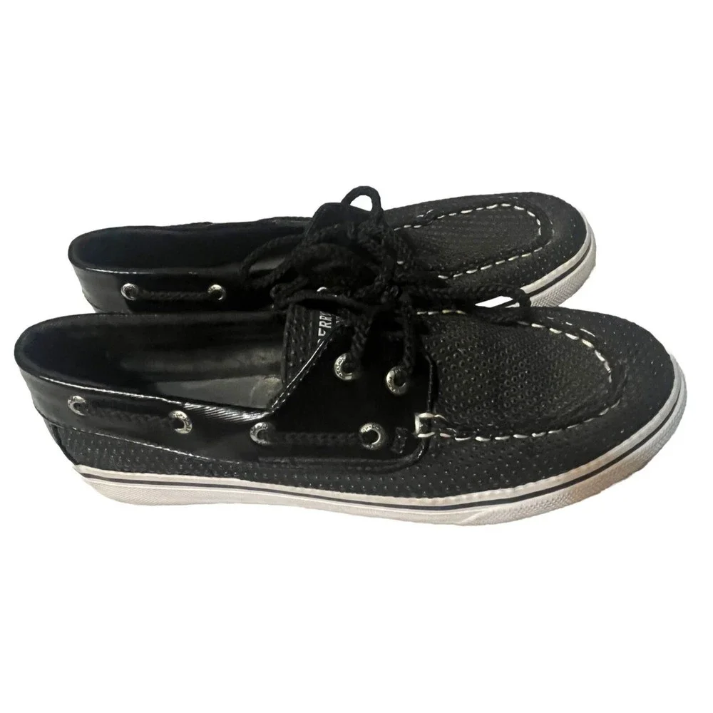 Shoes‎ Mens SPERRY YG50797 Bahama Black / Black Dot US Size 5 EUC